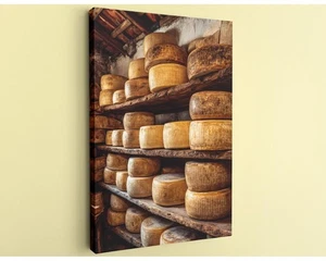 Rustic Cheese Canvas Art Italian Farmhouse Kitchen Decor Handcrafted Print - Picture 1 of 10