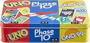 Mattel Spiele Set 3 Karten mit UNO, Phase 10 & ONO 99, Reisespaß für... - Bild 1 von 6