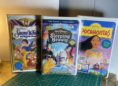 Walt Disney Masterpiece 3 VHS Sealed Snow White Sleeping Beauty Pocahontas - Image 1 of 4