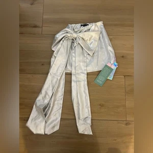Mini jupe doublée nœud taille élastique fête vacances lame argentée neuve 1 69€ - Photo 1/3