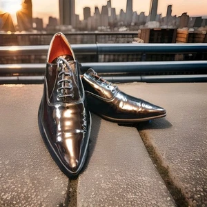 Zapatos con cordones John Fluevog Swordfish charol punta punta negros para hombre 10 EE. UU. - Imagen 1 de 21