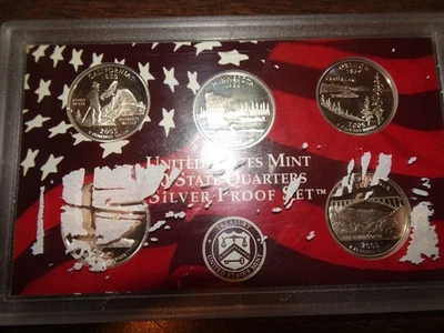 2005 State Quarters SILVER PROOF Set / 90% Silver / 5 Coins Dirty Case Free Ship - Image 1 of 2