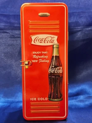 COCA COLA HINGED TIN LOCKER WITH LOCK AND KEY 1886 REPLICA 3D COKE BOTTLE - Image 1 of 4