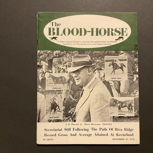 SEPTEMBER 1972 BLOOD HORSE MAGAZINE SECRETARIAT WINS FUTURITY A B HANCOCK DIES - Picture 1 of 8