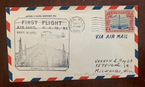 1929 Air Mail First Flight Cover Pasco Washington 5 cent stamp - Picture 1 of 1