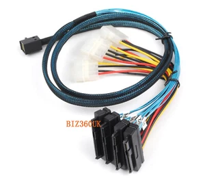 Mini SAS SFF-8643 to 4 SAS 29pin SFF-8482 W/ IDE Power Server Data Cable 6GBps - Picture 1 of 8