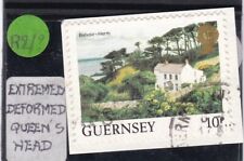 Guernsey scarce variety views definitive 10p extremely deformed queen head 1984