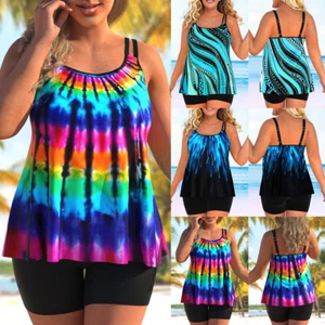 Plus Size Women Tankini Boys Shorts Set Swimming Costume Swimsuit Swim Dress 20 - Picture 1 of 15