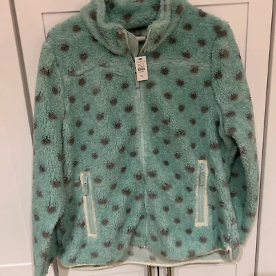 Chaqueta Talbots para mujer teniente verde azulado lunares Sherpa cremallera completa pequeña L nueva con etiquetas Foto 1 de 4