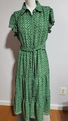 全新 MAX STUDIO 女式 FLUTTER 短袖绑带花卉连衣裙 S 码 — 第 1/4 张图片