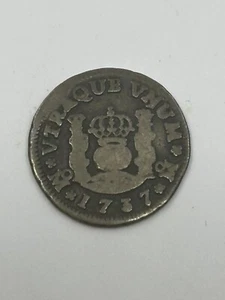 Moneda pilar plata real 1737 Mo México 1/2 - Imagen 1 de 2