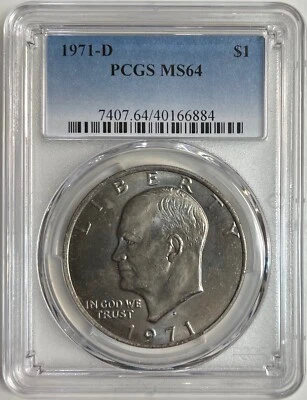 1971 D Eisenhower Dollar PCGS MS64 Clad Coin $1 Tarnished - Image 1 of 4