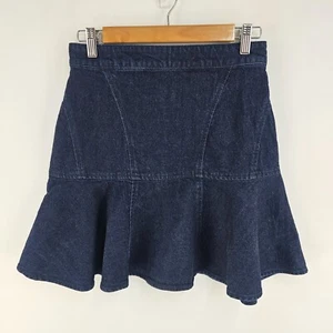 Country Road Skirt Womens 6 Dark Blue Denim A Line Cotton Blend Back Zip Casual - Picture 1 of 5