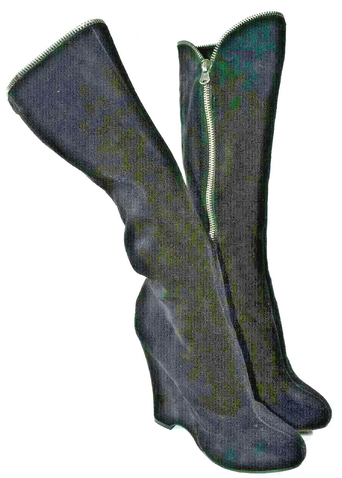 Botas para mujer MIA Eduina negras de gamuza debajo de la rodilla con cuña con cremallera talla 8,5 M Foto 1 de 4