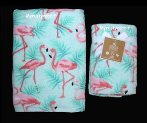 Deborah Connolly Coastal Flamingo Bathroom Towel Set 2 Bath 2 Hand - New - Picture 1 of 7