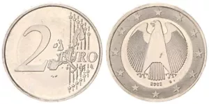 Fehlprägung 2 Euro 2002 G durchgehendes Monometall mit Randschrift 98576 - Bild 1 von 1