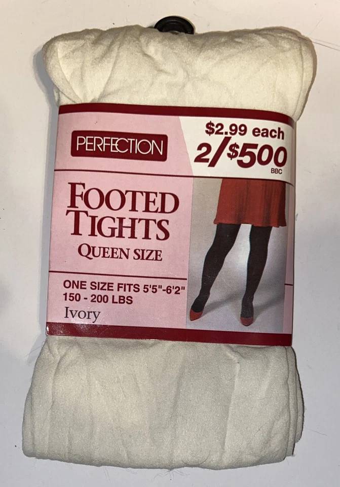 Queen Women’s Ivory Pantyhose Tights 5’5”-6’2”  To 200 lbs Perfection Stockings - Image 1 of 1