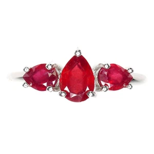 925 Sterling Silver Ring Pear Ruby 7x5mm Natural Gemstone Jewelry Size 8.5 - Picture 1 of 10