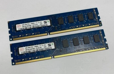 8GB Kit (2 x 4GB) Hynix HMT351U6CFR8C-PB N0 AA PC3-12800U 2Rx8 Computer Memory - Image 1 of 3