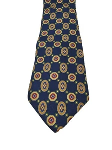 Vintage Tommy Hilfiger 100% Italian Silk Blue, Red, Gold Tie Made In USA - Picture 1 of 12