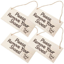  4 Pcs Hanging Wood Sign Remove Shoes for Front Door Household