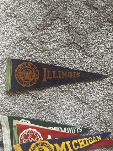 vintage illini antique old Illinois 1940 university felt pennant flag football Cover