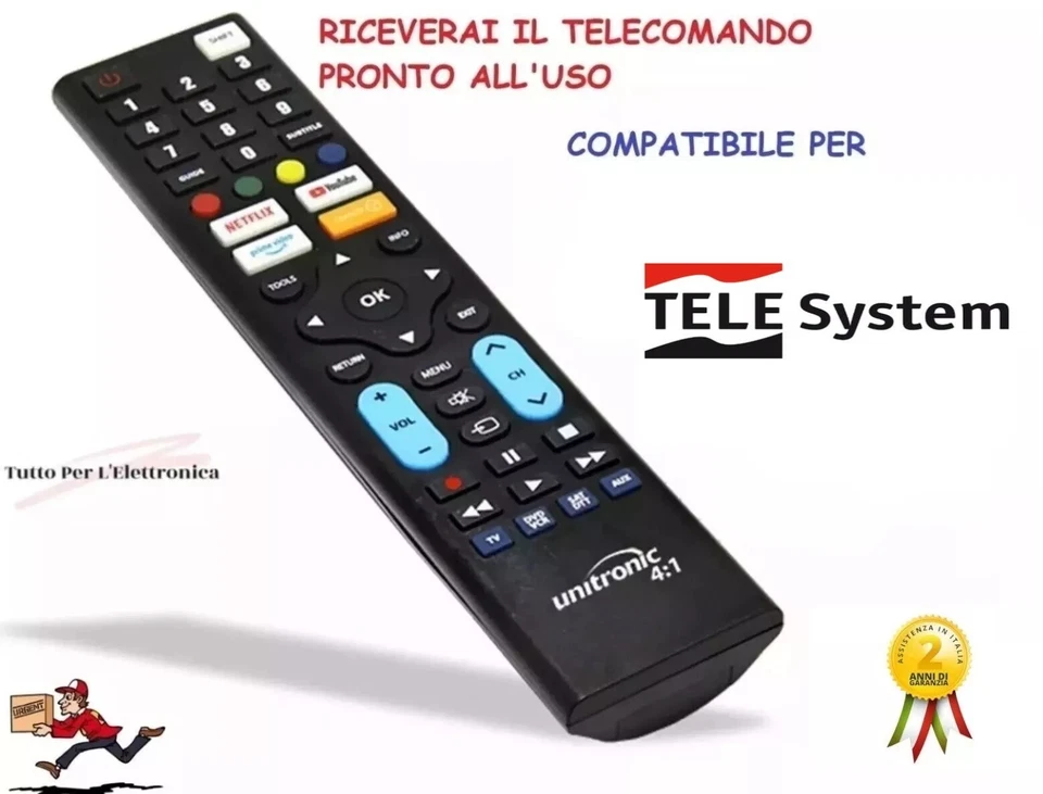 TELECOMANDO TELESYSTEM UNIVERSALE SCEGLI IL MODELLO TI ARRIVA PRONTO ALL'USO - Immagine 1 di 1