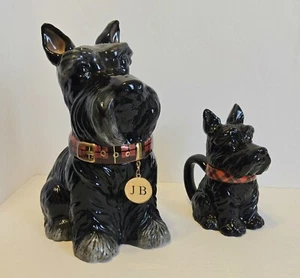 Set Jeffery Banks David’s Cookies Black Scottish Terrier Dog Cookie Jar and Mug - Picture 1 of 24