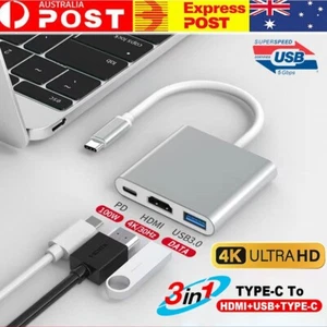 Type C to USB-C HDMI USB 3.0 Adapter Converter Cable 3 in 1 Hub For MacBook Pro - Picture 1 of 12