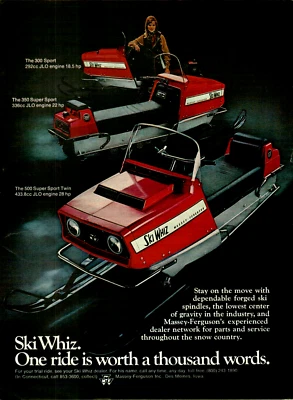 1969 Ski Whiz Super Sport Twin Red Snowmobile Original Photo VINTAGE PRINT AD - Image 1 of 2