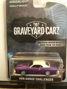 1/64 GREENLIGHT HOLLYWOOD GRAVEYARD CARZ 1970 DODGE CHALLENGER PLUM CRAZY - Picture 1 of 2