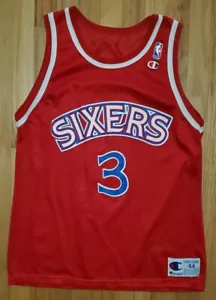 *RARE* Philadelphia 76ers IVERSON Champion Jersey Mens 44 basketball nba SIXERS - Picture 1 of 11