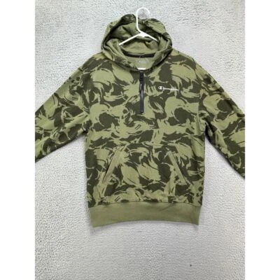 Champion Sweater Adult Small Green Geometric Hoodie Pullover Drawstring Mens NEW — 第 1/4 张图片