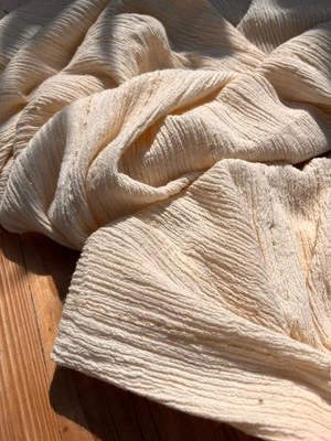 Double Gauze Stretchy Crinkle Cotton Fabric, Textured,  By 2 Meters. - Image 1 of 4