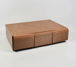 Vintage 80s Faux Wood 3 Drawer Cassette Tape Storage Case Cabinet Holds 36 Tapes - Picture 1 of 10