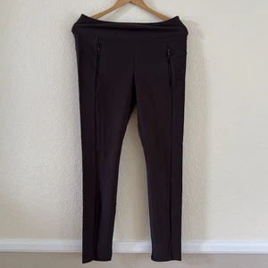Athleta Stellar High Rise Tight Leggings Womens Size Small Brown Zip Pockets - Picture 1 of 14