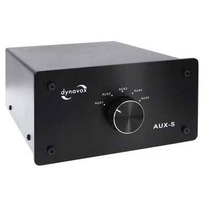 Dynavox AUX-S Eingangs-Erweiterung Umschalter 5 x Cinch Eingänge Koppler schwarz - Bild 1 von 4