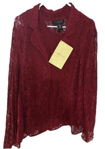 Dialogue QVC Brushed Lace Button Front Top and Cami Set Wine Red 28 - Picture 1 of 9