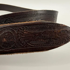 Bill Ledergürtel 52 Adler Western verziert distressed Vintage braun Leder Italy - Bild 1 von 11