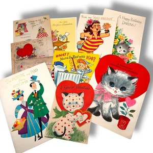 Vintage Greeting Card (Lot of 10) RUST CRAFT 1940's 1950s Lady Cat Holidays - Picture 1 of 18
