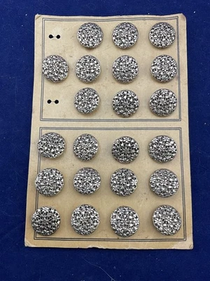 vintage czech metal floral filligree buttons on original card 22 pc - Image 1 of 4
