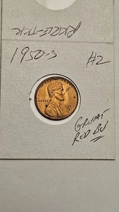 wheat penny 1950S LINCOLN CENT GREAT RED BU 1950-S NICE RED UNC LUSTER LOT #2 - Picture 1 of 3