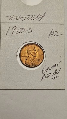 wheat penny 1950S LINCOLN CENT GREAT RED BU 1950-S NICE RED UNC LUSTER LOT #2 - Image 1 of 3