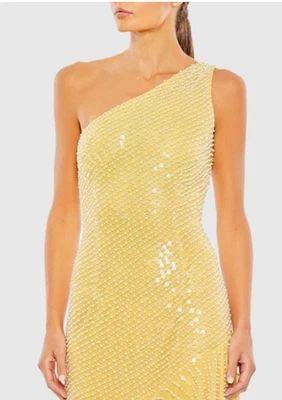 Mac Duggal 93741  One Shoulder High Low Dress Yellow - Sizes 8   MSRP $598 - Image 1 of 4