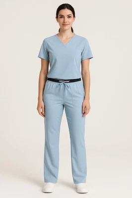 GREY’S ANATOMY Active Scrub Pants Women’s M Light Blue Drawstring Straight Leg - Image 1 of 4