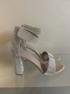 Sandalias Jeffrey Campbell Lindsay champagne nude gamuza adornadas talla 9 Foto 1 de 4