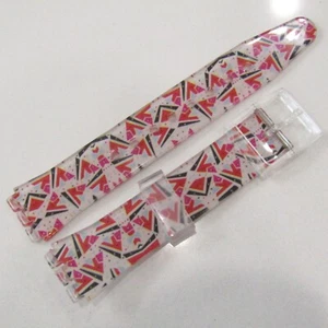 SWATCH Watch 17mm Strap Replacement Band Red Black White Sturdy Plastic ๐ฅ - Picture 1 of 2