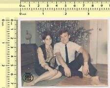 003 Christmas Tree, Woman & Man Sitting on Floor Portrait vintage original photo