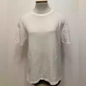 Topshop Women’s Distressed Collar Oversize White T-Shirt Classic, Summer, Size 6 - Picture 1 of 8