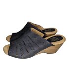 Croft & Barrow Sandals Womens Size 11.5 Cantata Wedge Heel Perforated Black 